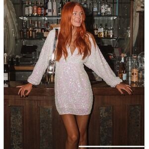 Show Me Your MuMu White Sequin Mini Dress